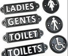Load image into Gallery viewer, Vintage Style Toilet Door Signs Cast Iron