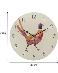 12" Pheasant Themed Garden Wall Clock Outdoor Weather Resistant