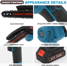 Load image into Gallery viewer, 8 inch Cordless Mini Chainsaw 8” with 2 Batteries
