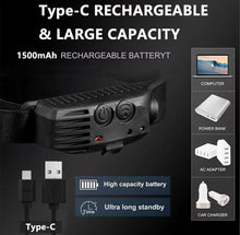 Load image into Gallery viewer, 2 Pack LED Head Torch Rechargeable Waterproof Headlamps
