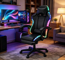 Load image into Gallery viewer, Reclining Gaming Chair with Footrest &amp; Bluetooth Speakers &amp; RGB LED Light