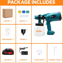 Load image into Gallery viewer, Cordless Paint Sprayer Fence Wall HVLP 21V 1litre 2 Batteries