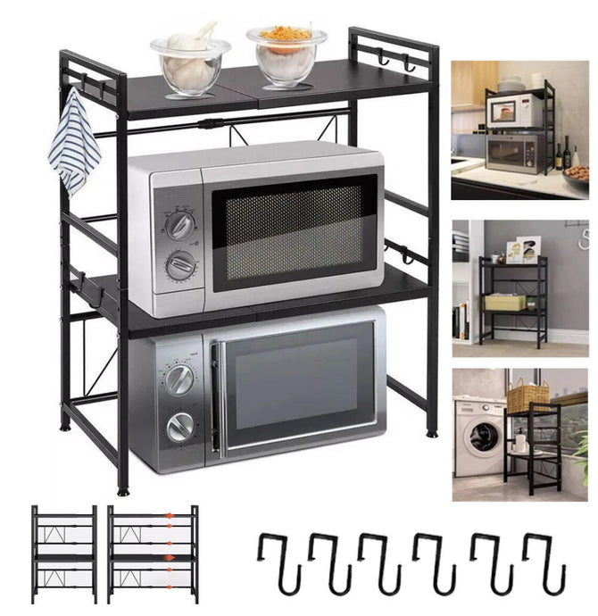 3 Tier Adjustable Microwave  Rack Stand Storage Kitchen Shelf