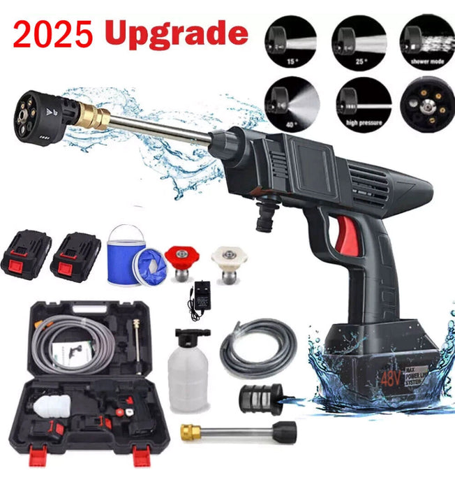 Portable Cordless High Pressure Car Washer Jet Water Gun +2 Batteries