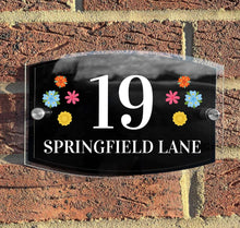 Load image into Gallery viewer, Personalised Floral Anthracite House Sign Plaque