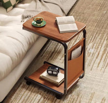 Load image into Gallery viewer, C Shaped Side End Coffee Table with Wheels
