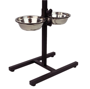 Stainless Steel Pet Dog Double Feeder Adjustable Stand