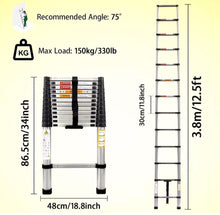 Load image into Gallery viewer, 3.8Metre Telescopic Ladder Aluminium Extension Ladders