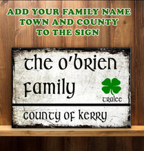 Load image into Gallery viewer, Personalised Family Town &amp; County Retro Metal Sign