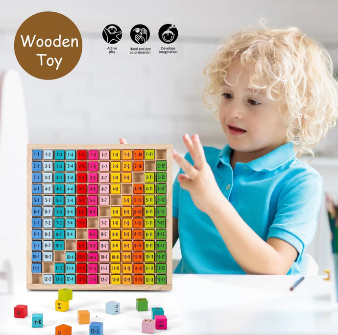 Wooden 1-12 Times Table 145pc Board for Kids 3+ Educational Toy