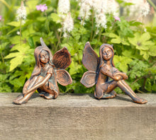Load image into Gallery viewer, 2 Fairy Resin Fairies Bronze Effect Garden Figurines