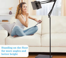 Load image into Gallery viewer, Universal 360° Adjustable Floor Stand Holder for Tablet/iPad/Phone 4-12.5”