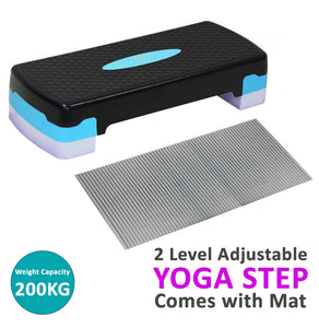 Yoga Gym Stepper & Mat Home Fitness Adjustable Step