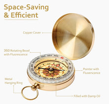 Load image into Gallery viewer, Vintage Style Brass Pocket Compass