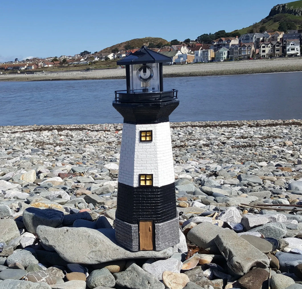 Solar Powerwd Lighthouse Rotating LED Garden Light House Ornament