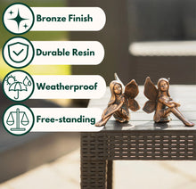 Load image into Gallery viewer, 2 Fairy Resin Fairies Bronze Effect Garden Figurines
