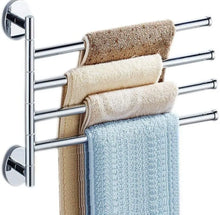 Load image into Gallery viewer, 4 Tier Swivel Towel Rail Chrome Wall Mounted Towel Bars