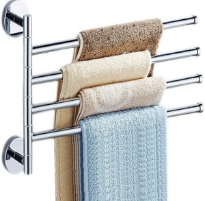 4 Tier Swivel Towel Rail Chrome Wall Mounted Towel Bars