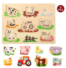 Load image into Gallery viewer, Wooden Farm Animals Peg Puzzles Board Jigsaw Educational Toy