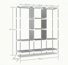 Load image into Gallery viewer, Canvas Wardrobe With Hanging Rail Shelving Fabric Clothes Storage