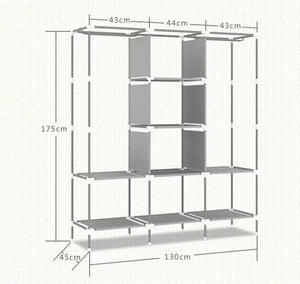 Canvas Wardrobe With Hanging Rail Shelving Fabric Clothes Storage