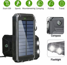 Load image into Gallery viewer, Portable Solar Power Bank Battery Charger 2USB LED Torch