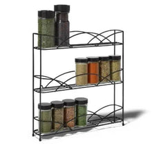 Load image into Gallery viewer, Black 3 Tier Free Standing Spice Rack Storage