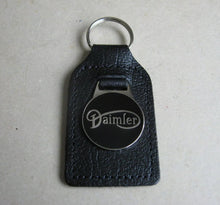 Load image into Gallery viewer, Keyring Daimler Black Leather Fob with Enamel Badge Key Ring
