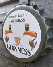 Load image into Gallery viewer, Wall Art/sign Guiness 30cm Retro/Vintage Tin Metal Bottle Top Home Bar Pub