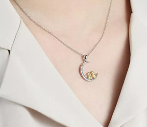 Rabbits on Moon Neckless • Perfect Gift 💝