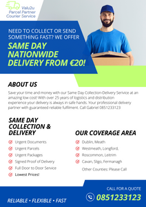 Valu2u Parcel Partner Same Day Courier Service • Call 0851233123