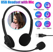 Load image into Gallery viewer, USB Headset Headphones Wired with Microphone MIC for Call PC Computer Laptop