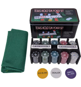 NEW Poker Set - 200 Piece Texas Hold Em Chips Cards Decks Casino Case