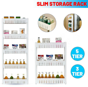 Slide Out Kitchen Trolley Rack Holder Slimline Storage 3 / 5 Shelves on Wheels