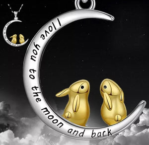 Rabbits on Moon Neckless • Perfect Gift 💝