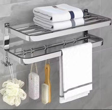Load image into Gallery viewer, Double Towel Rail Wall  Mounted Bathroom Rack with Hooks