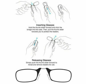 Nose Clip On Foldable Reading Glasses Key Ring/Wallet