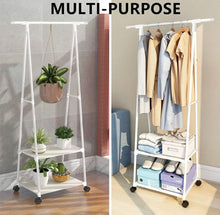 Load image into Gallery viewer, 2 Tier Clothes Rail Rack Garment Hanging With Wheels