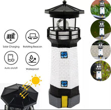 Load image into Gallery viewer, Solar Powered Lighthouse Rotating LED Garden Ornament