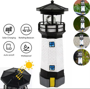 Solar Powered Lighthouse Rotating LED Garden Ornament