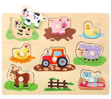 Load image into Gallery viewer, Wooden Farm Animals Peg Puzzles Board Jigsaw Educational Toy