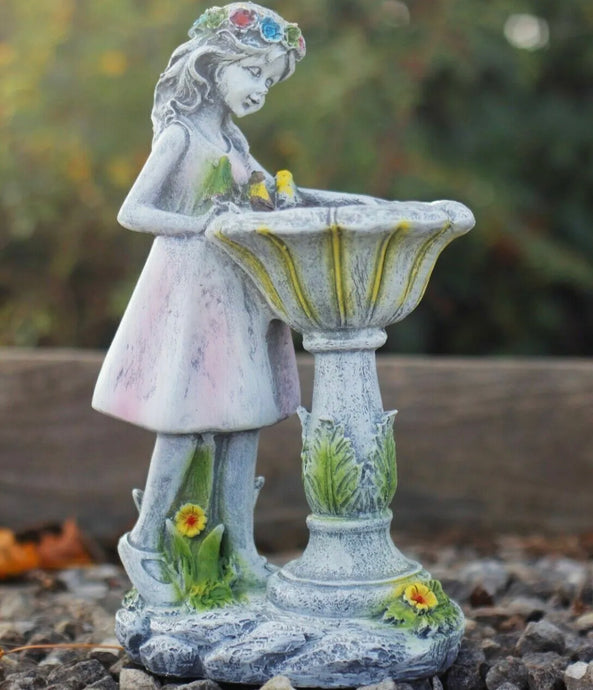 Solar Angel Garden Ornament LED Light Up Wishing Well Fairy Statue
