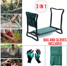 Load image into Gallery viewer, Garden Kneeler Folding Stool with Tool Bag &amp; Gloves