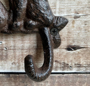 Cast Iron Vintage Style Coat / Key Hooks Cat Theme