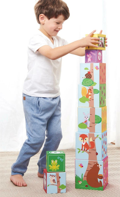 10PC Forest Animals Numbers Stacking Cubes Educational Toy