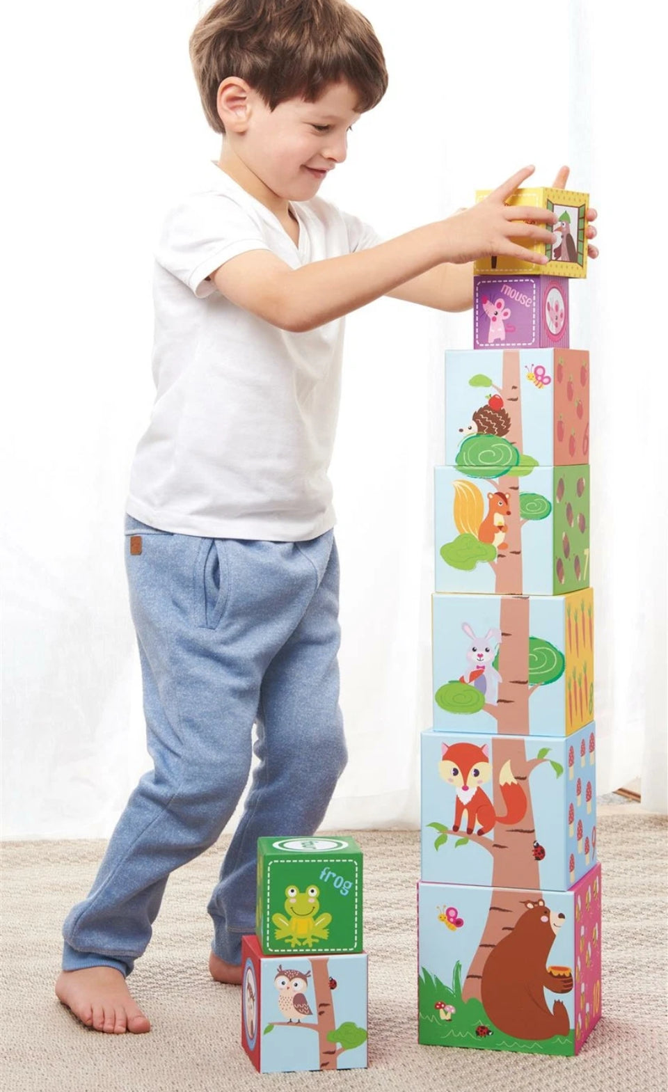 10PC Forest Animals Numbers Stacking Cubes Educational Toy