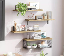 Load image into Gallery viewer, 4+1 Tier Wooden Floating Shelves