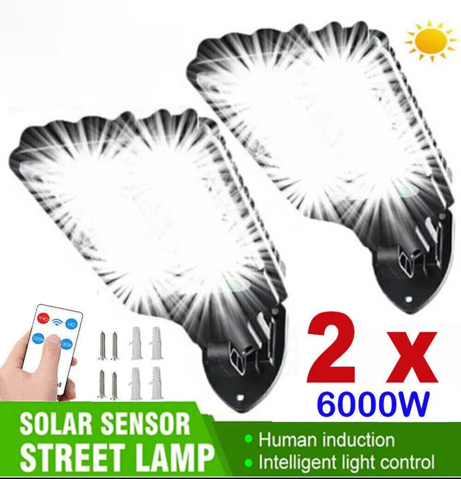 2X 6000W Solar Street Wall Lights PIR Motion Sensor