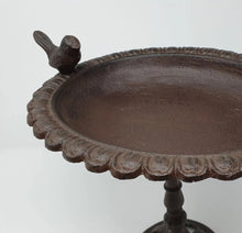 Load image into Gallery viewer, Cast Iron 29cm High Bird Bath Feeder Rustic Aged Style