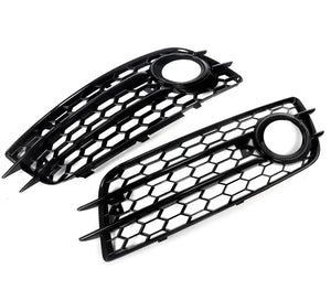 Black Honeycomb Front Fog Light Grille Covers For AUDI A4 B8 S-Line S4 2008-2012